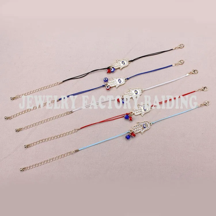New arrival gold 5colors link chain braided rope string evil eye lucky charms fashion bracelets red blue bead for women | Украшения и