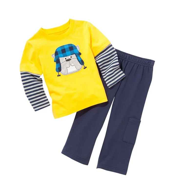 Kids Boy Girl Long Sleeve Suits Top+Pants 2pcs Casual Tracksuit Boys Cartoon Pattern Outfits Cotton Clothes Sets 2017 Autumn |