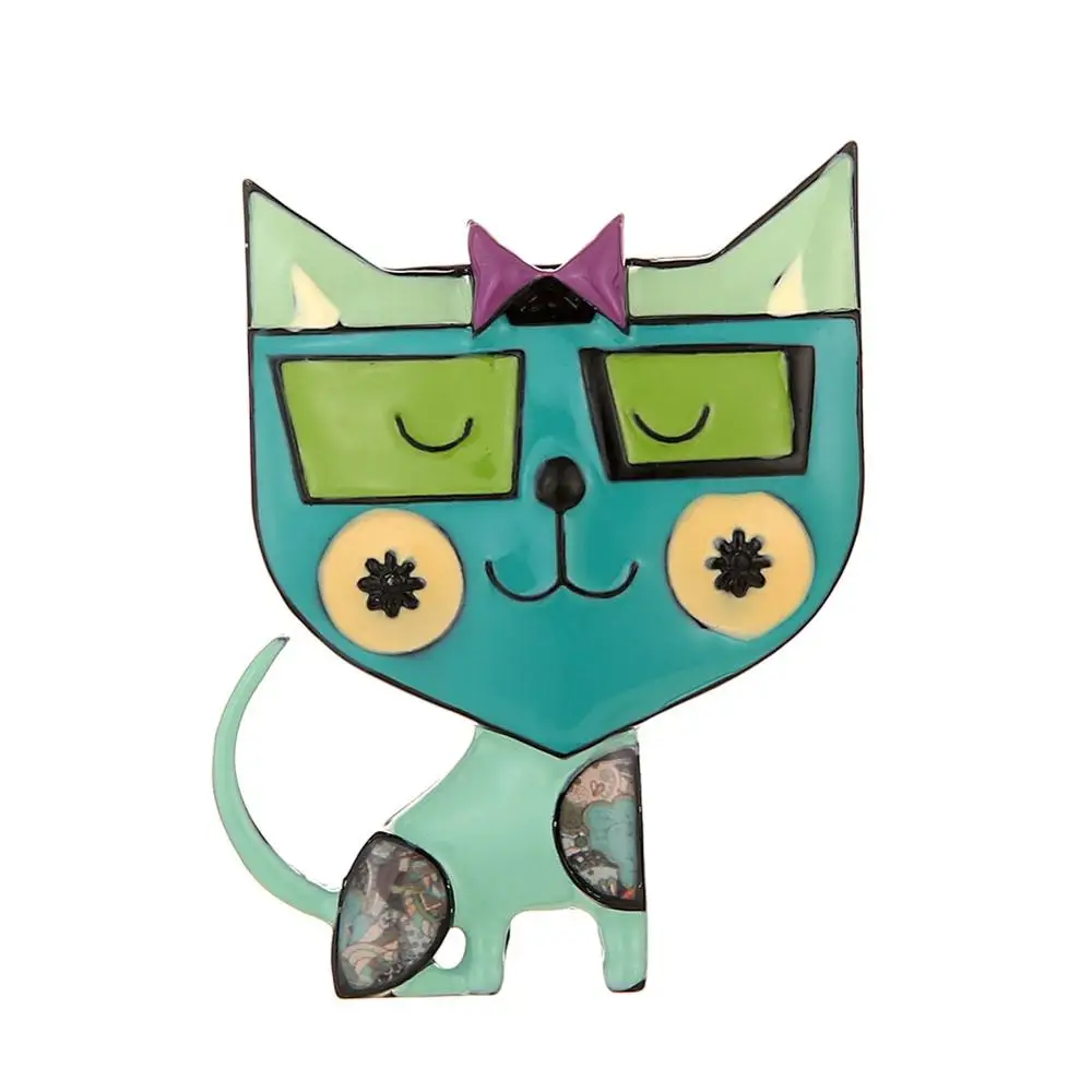 Модная металлическая брошь в виде кота для очков булавки милые розовые