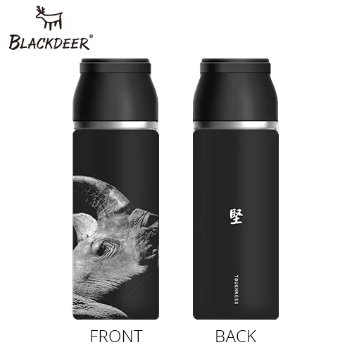 rhinoceros BLACKDEER Спортивная бутылка-термос с ручкой, двойной слой, 316 нержавеющая сталь, пиксель, животное, 3D, чай, вода, вакуумная колба - Цвет: rhinoceros