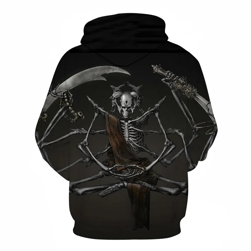 Новые модные мужские/женские 3d толстовки с металлическими черепами женские