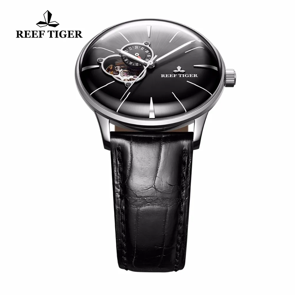 Мужские наручные часы Reef Tiger/RT с ремешком из натуральной кожи аналоговые