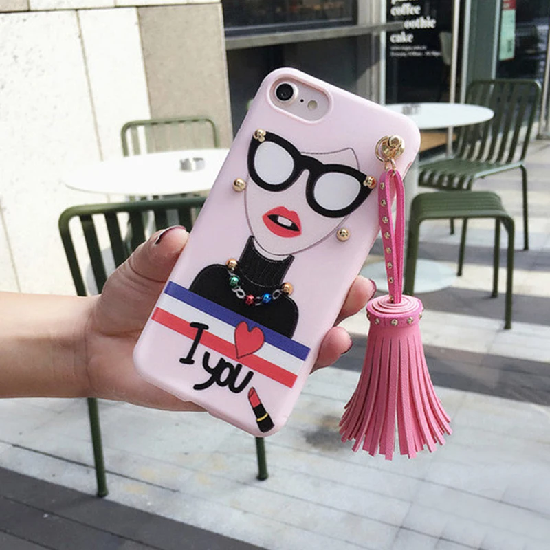 Корейский стиль заклепки Ленточки чехол для телефона iPhone 7 Мягкие TPU Современные