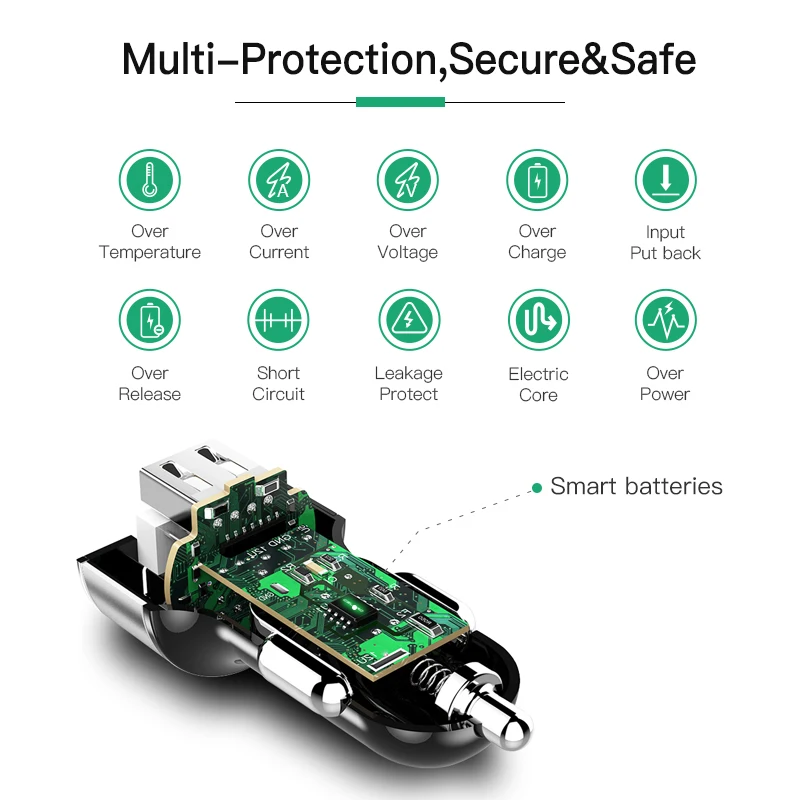 Dual USB Автомобильное Зарядное устройство цифровой светодиодный Дисплей 5 В 4.8A
