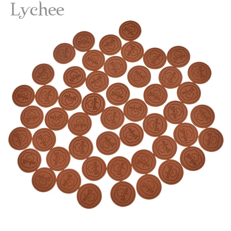 Этикетки Lychee из искусственной кожи ручной работы 50 шт. круглые прямоугольные