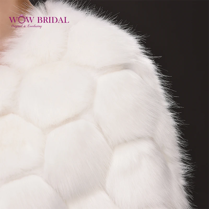 Wowbridal 2021 изящная Свадебная куртка с искусственным мехом принтом шнуровка шаль