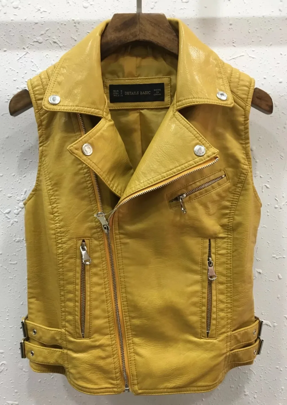 Женский жилет из искусственной кожи тонкий тактический с тиснением на молнии в