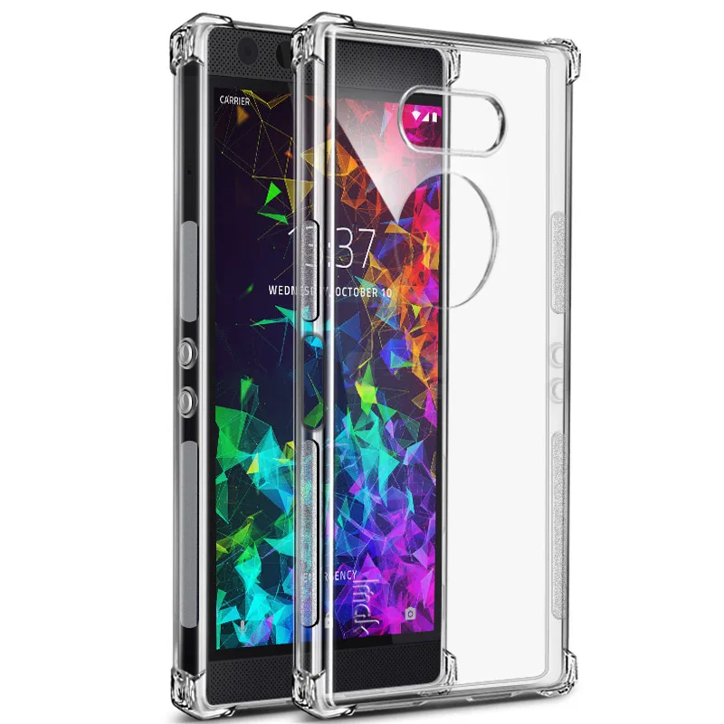 Transparent IMAK Для razer Phone2 чехол противоударный силиконовый мягкий прозрачный ТПУ чехол для razer Phone 2 с защитой экрана - Цвет: Transparent