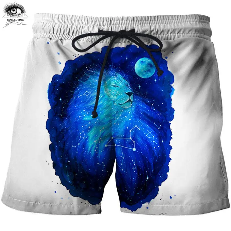 

Lion By Pixie Cold Artist Mens Beach Shorts Masculino Men Pant Printed Board Beachwear Swimwear Shorts Quick Dry Breathable