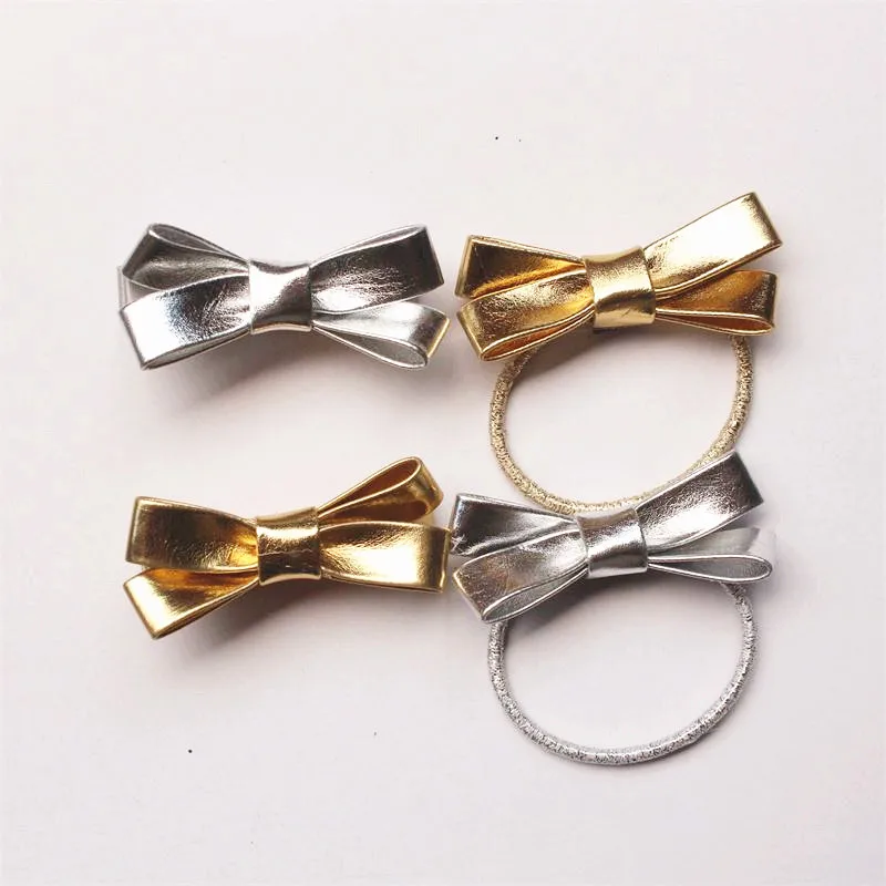20 шт./лот заколки для волос из искусственной кожи с бантом девочек Симпатичные