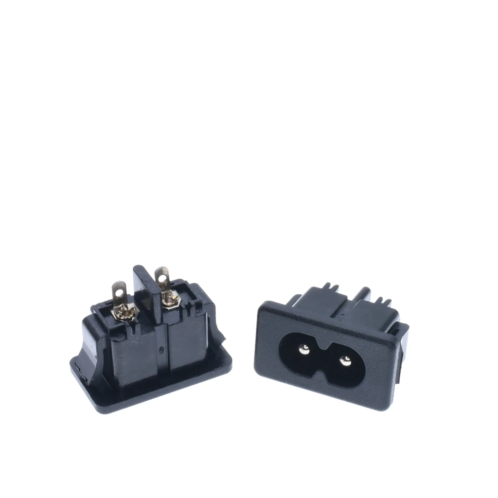 10 шт./лот черный с разъемом папа IEC320 C8 розетка разъем eu AC 250V 2.5A 2Pin медь |