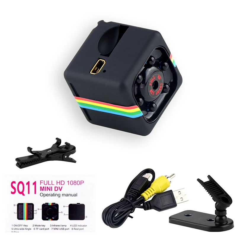 SQ11 HD маленькая мини камера cam 1080P видео датчик ночного видения Видеокамера микро s