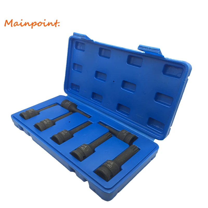 7Pcs 1/2&quot Drive Impact Spline Bit Socket Set Multifunctional Cr-Mo M5 M6 M8 M10 M12 M14 M16 Long Black Bits Sets | Инструменты