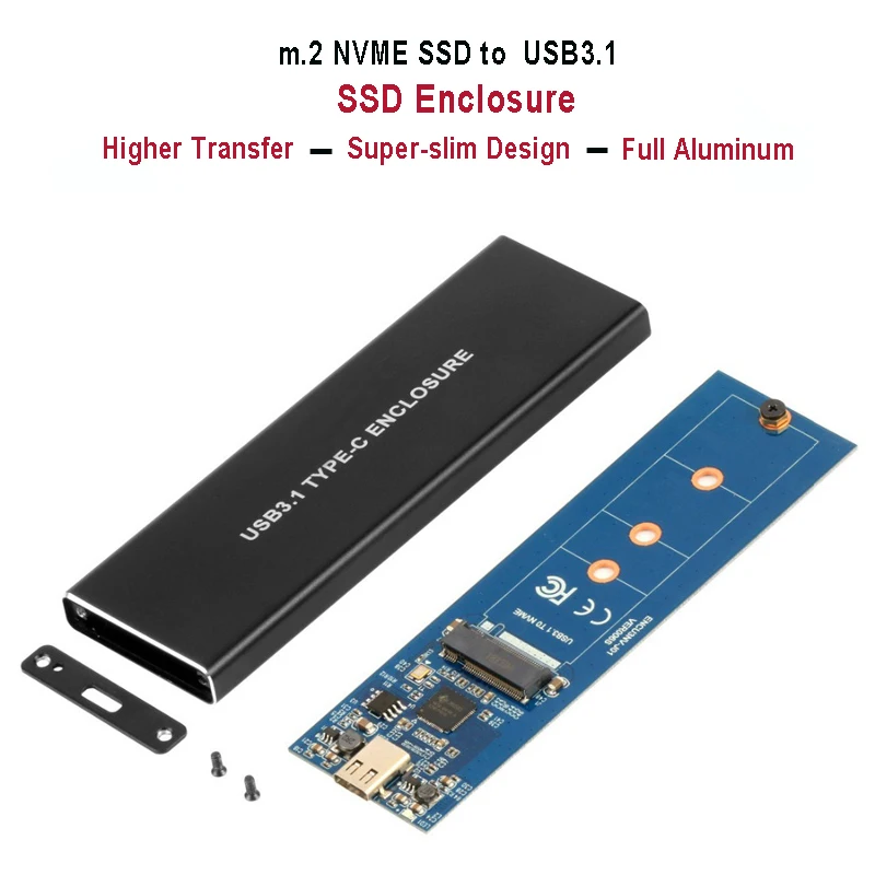 

Корпус для внешнего жесткого диска NVMe PCIE USB3.1, M.2 на USB 3,1, Type-C M KEY SSD корпус для жесткого диска
