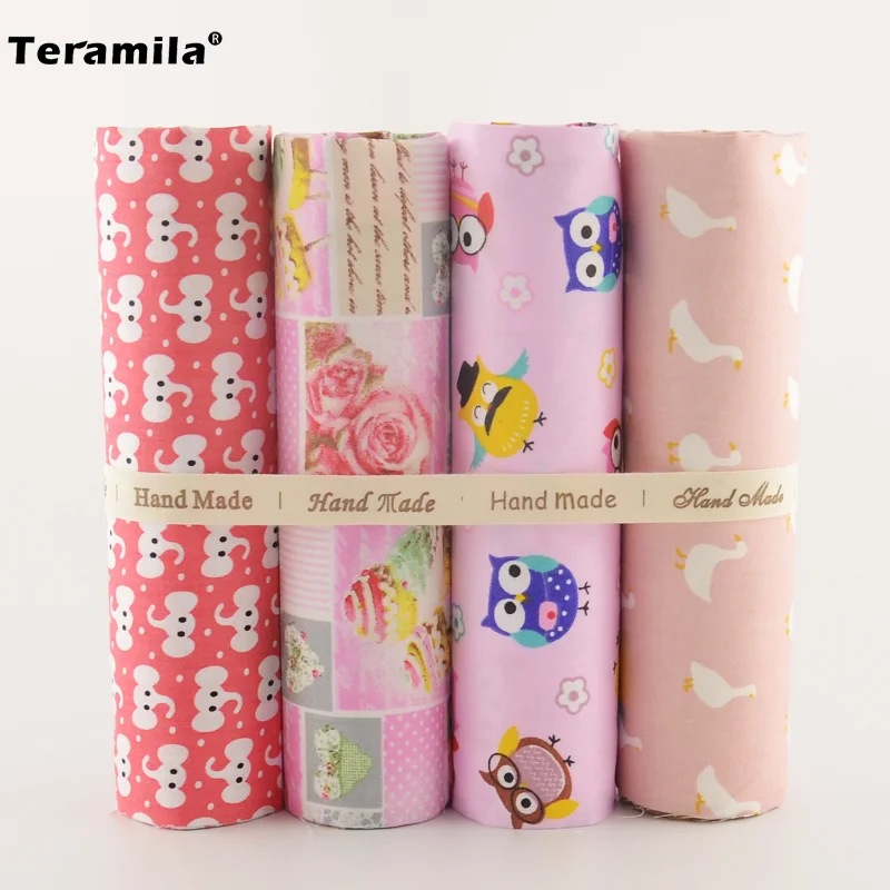 Teramila Вышивание лоскутное Tecido ткань Craft 4 шт./лот розовый комплект Precut Хлопок Ткань