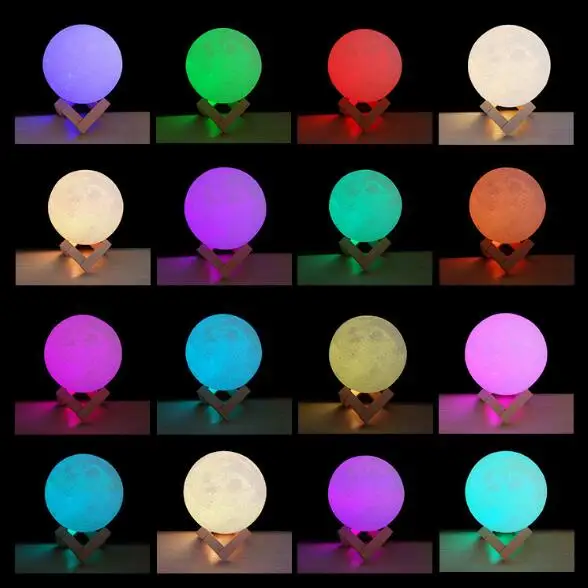 Светодиодный ночсветильник с аккумулятором лампа в виде Луны 3D рисунком