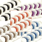 Косметика ICYCHEER, набор цветных ресниц для наращивания, красные, фиолетовые, синие, коричневые вечерние ресницы для косплея, Хэллоуина