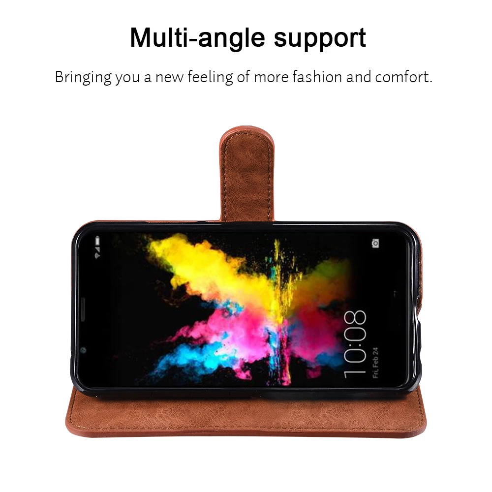 Чехол Кошелек для ASUS ZenFone Max Plus M1 ZB570TL съемный магнитный откидной с 7 держателями
