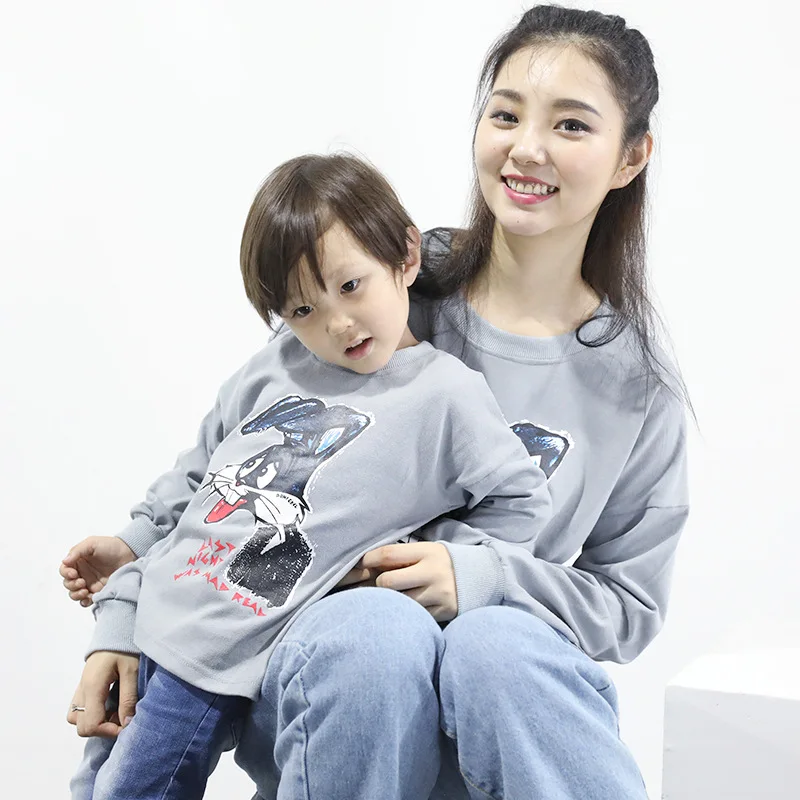 Mother and Baby Girl Clothes Rabbit Sweater Autumn Long Sleeve Mom Girls Family Matching Outfits | Мать и ребенок