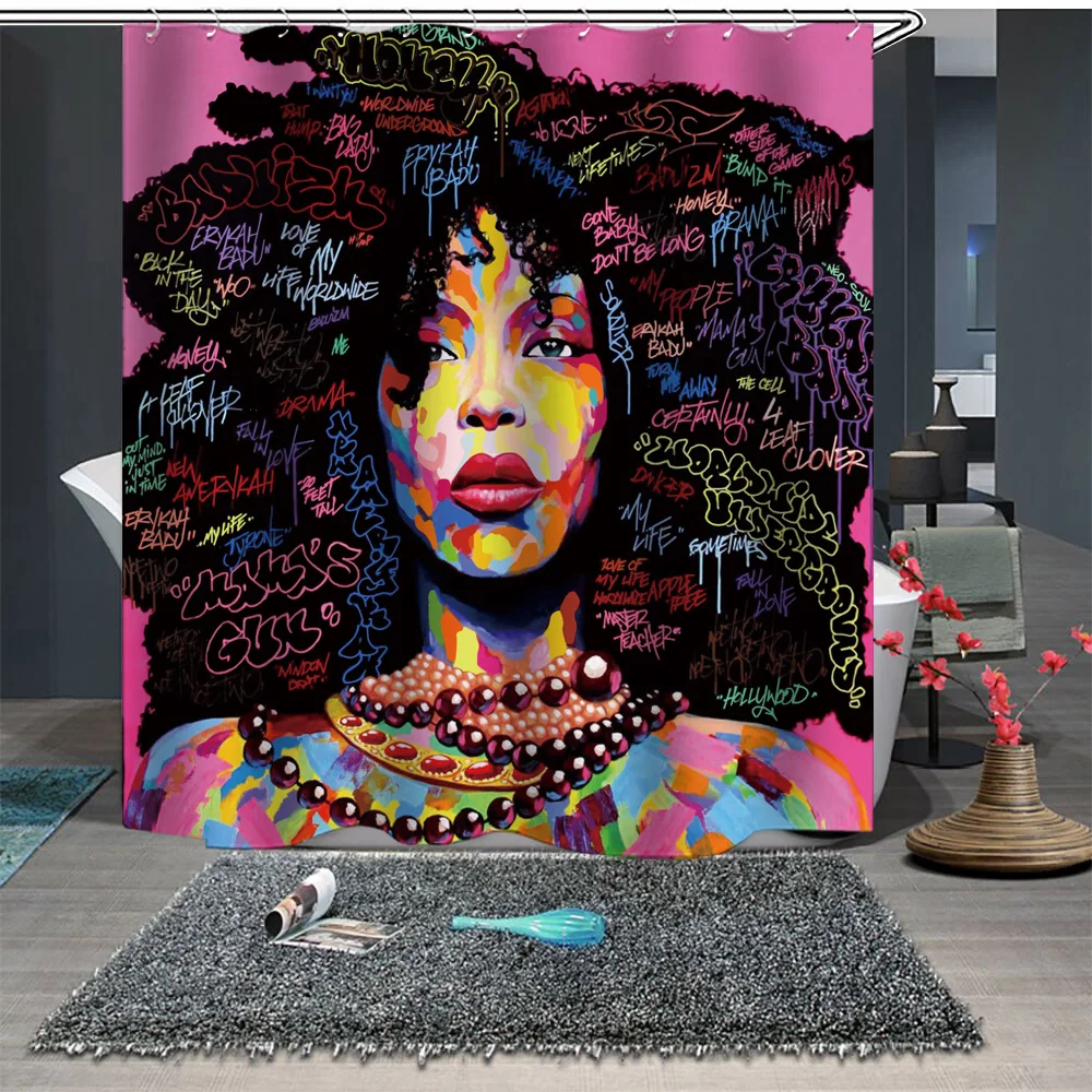 

Custom Made Shower Curtain Bathroom Curtain Partition 1.5 x 1.8m 1.8 x 1.8m 1.8 x 2m Woman Lady