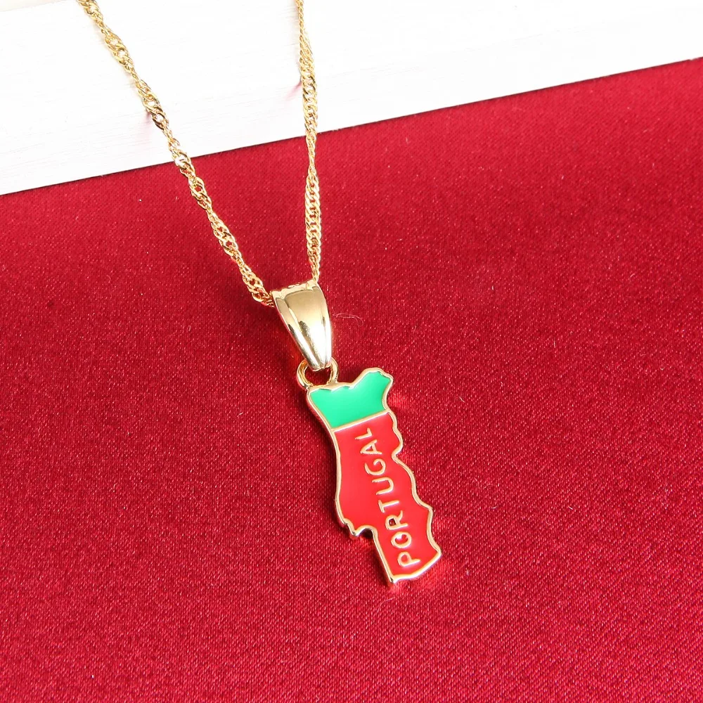 Карта Португалии кулон ожерелье флаг золотой цвет ювелирные изделия