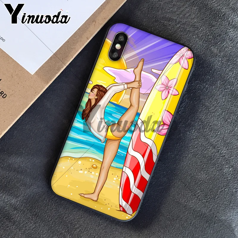 11pro MAX surfboard surf art Girl черный мягкий чехол для телефона Apple iPhone 8 7 6 6S Plus X XS 5 5S SE XR чехлы