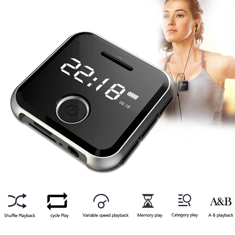 Новый HiFi MP3 музыкальный плеер мини клип спортивные часы 8 Гб 0 9 &quotTF экран рекордер