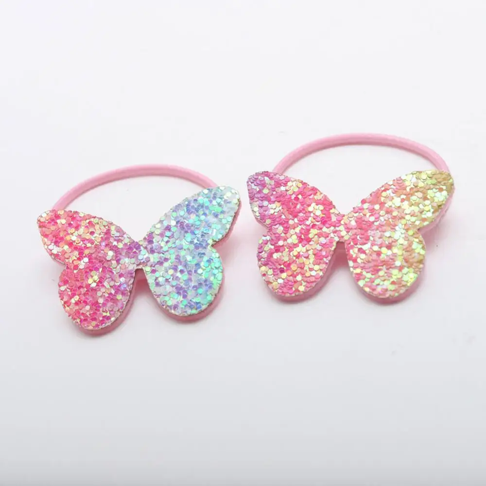Butterfly1 Новинка; резинки для волос для девочек с радужной короной; эластичные резинки для волос с сердечками; аксессуары для волос; модный подарок для девочек на день рождения - Цвет: Butterfly1
