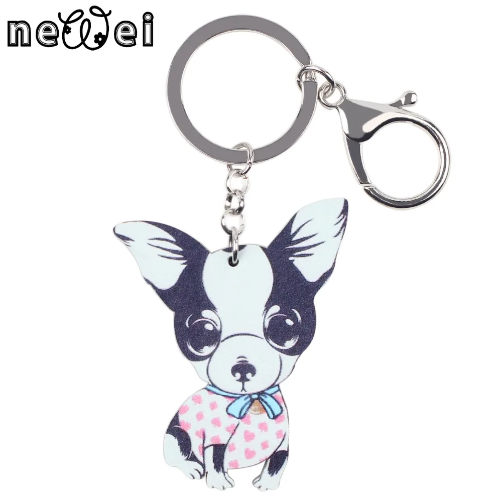 Newei красочные Чихуахуа собака акриловая сумка брелок для девочек животное