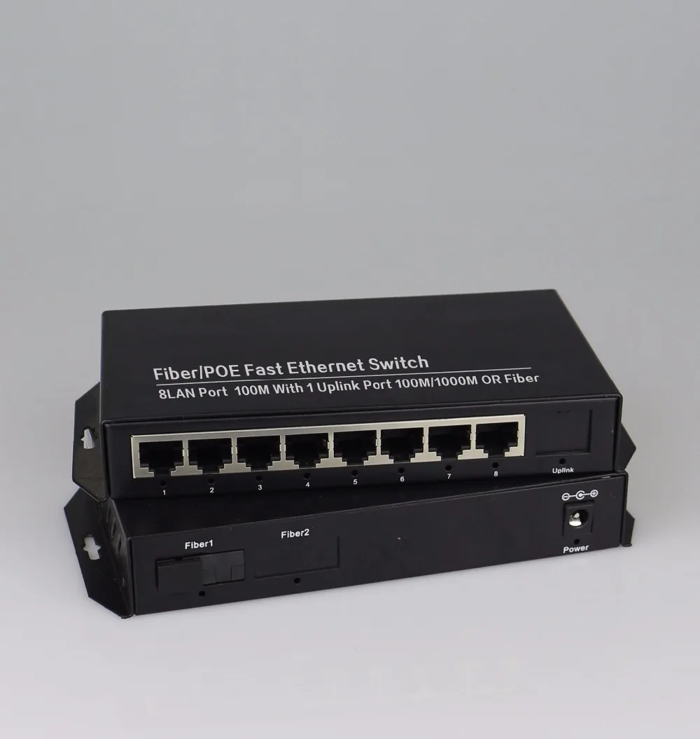 1 порт 1000 Мбит/с SC волокно и 8 портов RJ45 Быстрый Ethernet волоконный коммутатор одномодовый медиаконвертер 20 км|rj45
