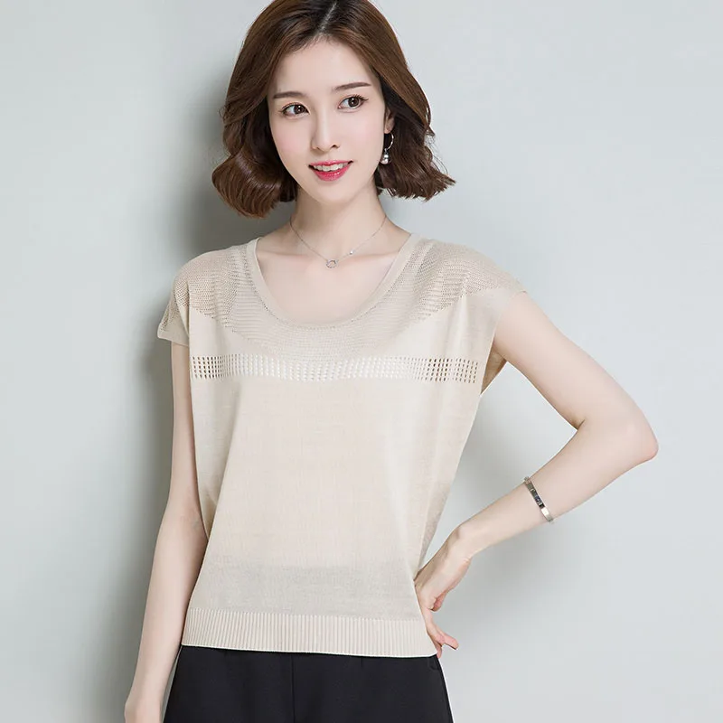 Женская трикотажная рубашка розовая с коротким рукавом 2019 | одежда