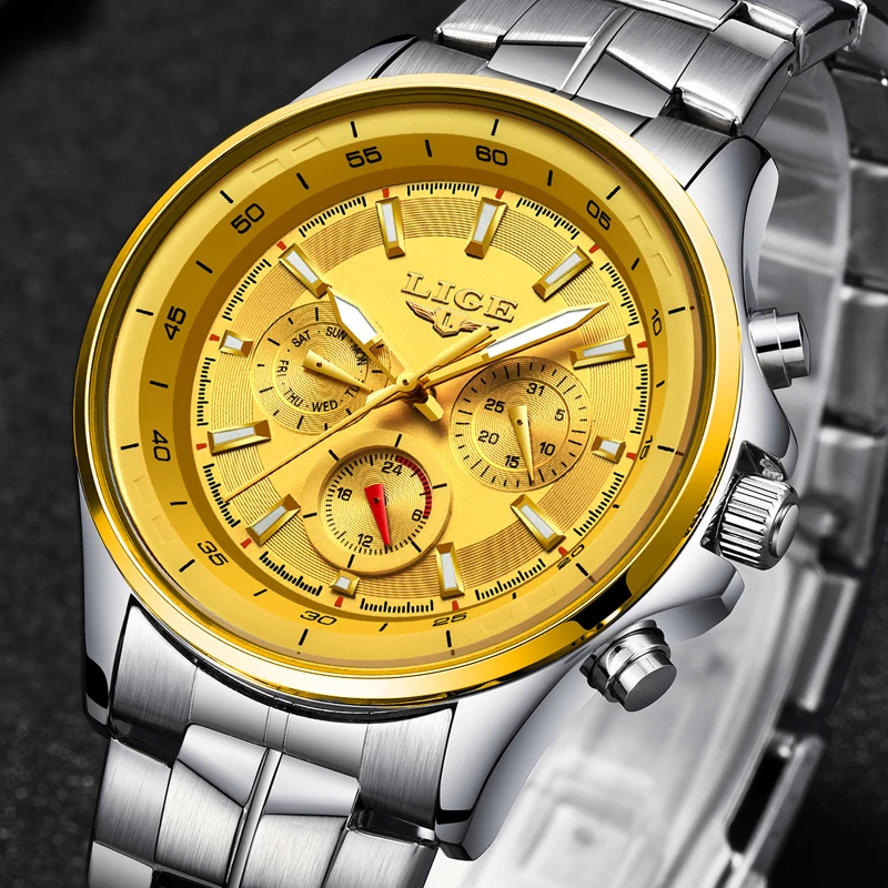 Часы Relojes LIGE мужские модные армейские кварцевые водонепроницаемые|Кварцевые