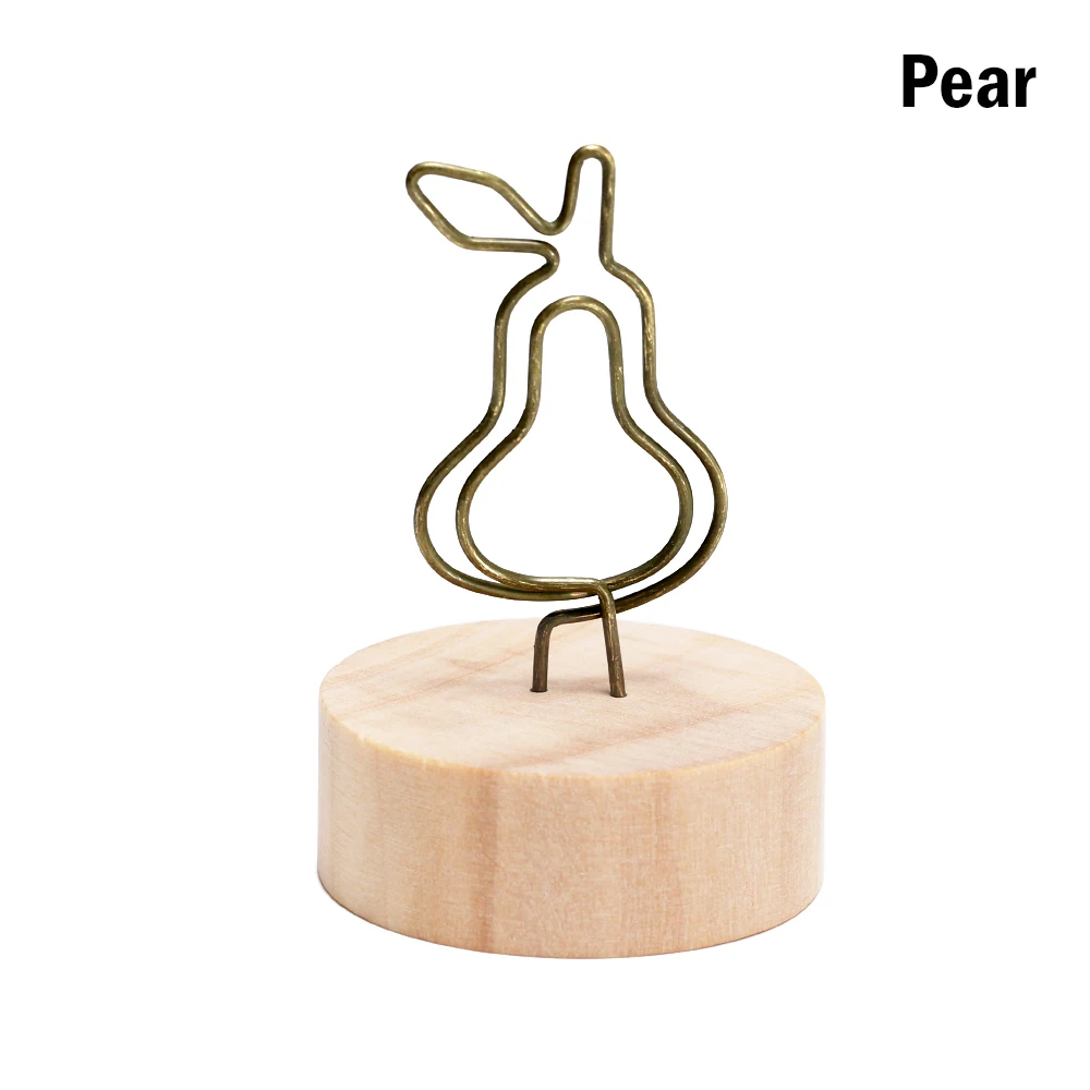 pear 1 шт., 4 см, креативная круглая деревянная рамка для заметок, рамка для фотографий, клипса, настольный номер, Свадебный держатель для фото, зажим для фото, памятка, имя, карта, подвеска, держатель - Цвет: pear