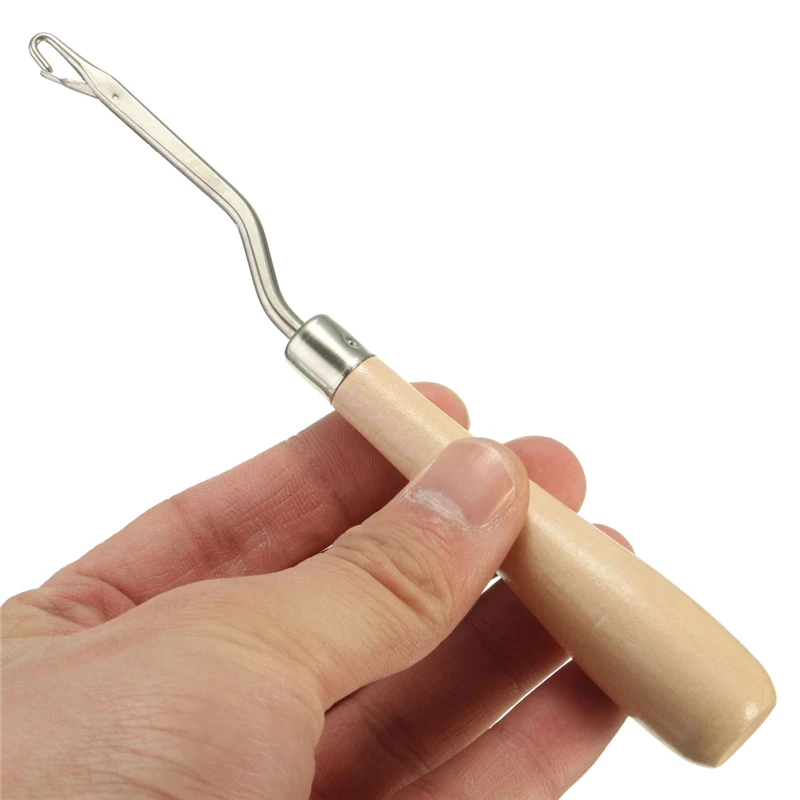 High Quality 1pcs Wooden Handle Crochet Needle Latch Hook Puller Tool For Canvas Rug Mats Making Hooking Equipment | Дом и сад
