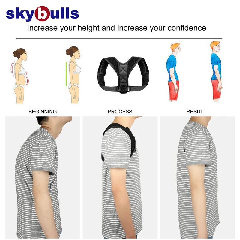 Skybulls Универсальный Регулируемый для спины терапия поддержка плеч позвоночника корректор осанки спортивный ремень безопасности для взрослых Корректор осанки