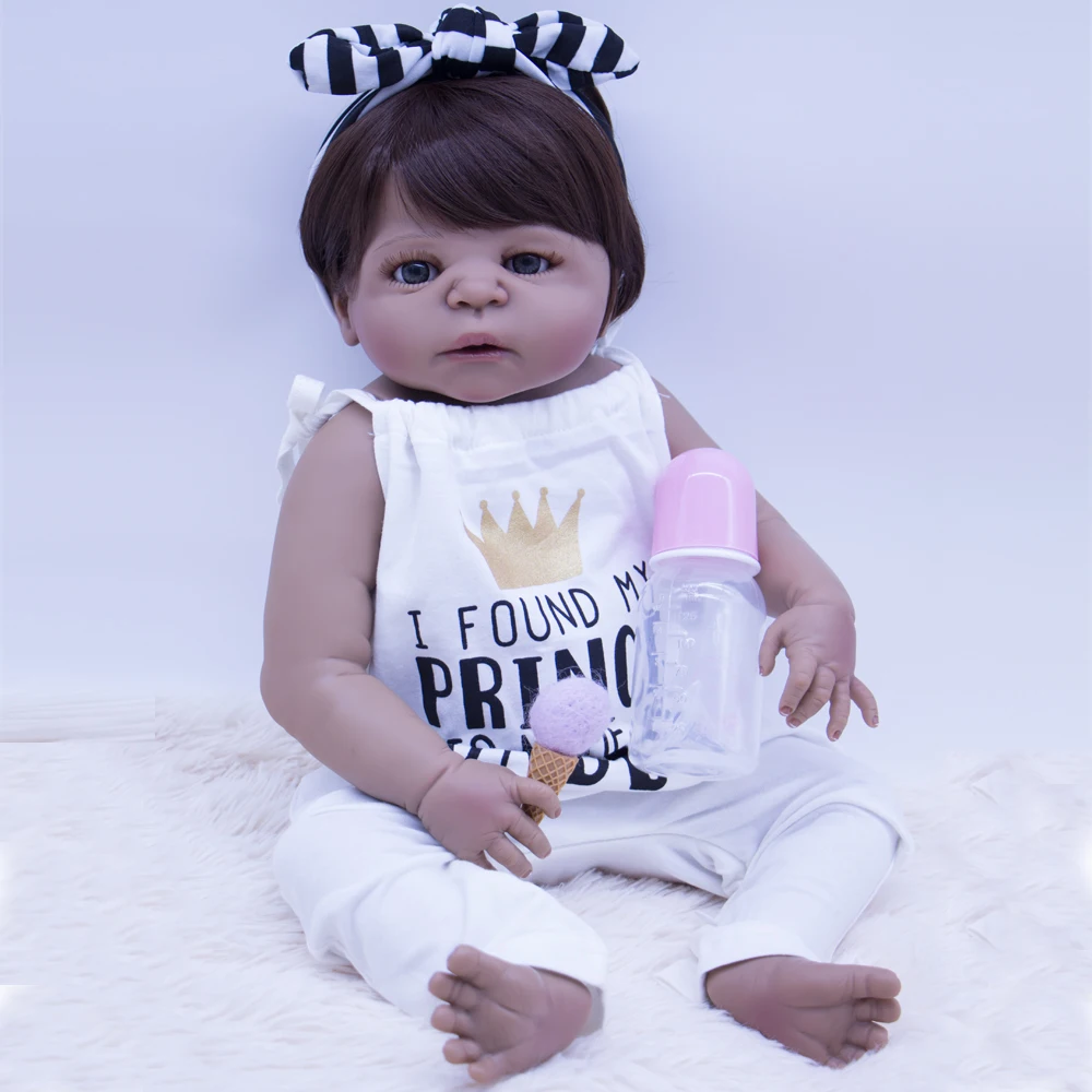 55 см кукла Bebe силиконовая игрушка для девочек черная кожа новорожденных