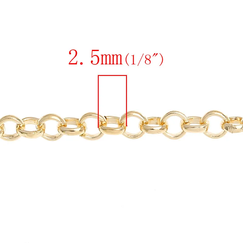 DoreenBeads сплав звено Кабельные цепи золото цвет 2,5 мм(1/"), 1 м новинка