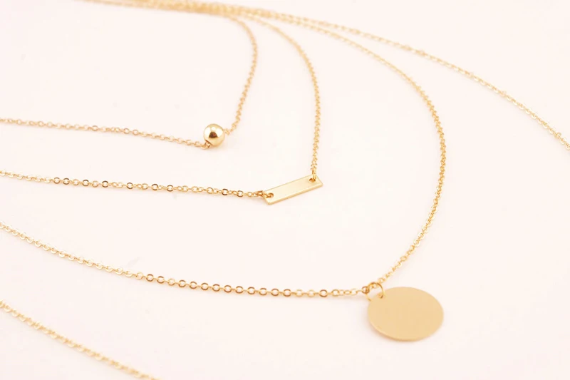 Многослойное геометрическое дизайнерское ожерелье-чокер с цепочкой в форме