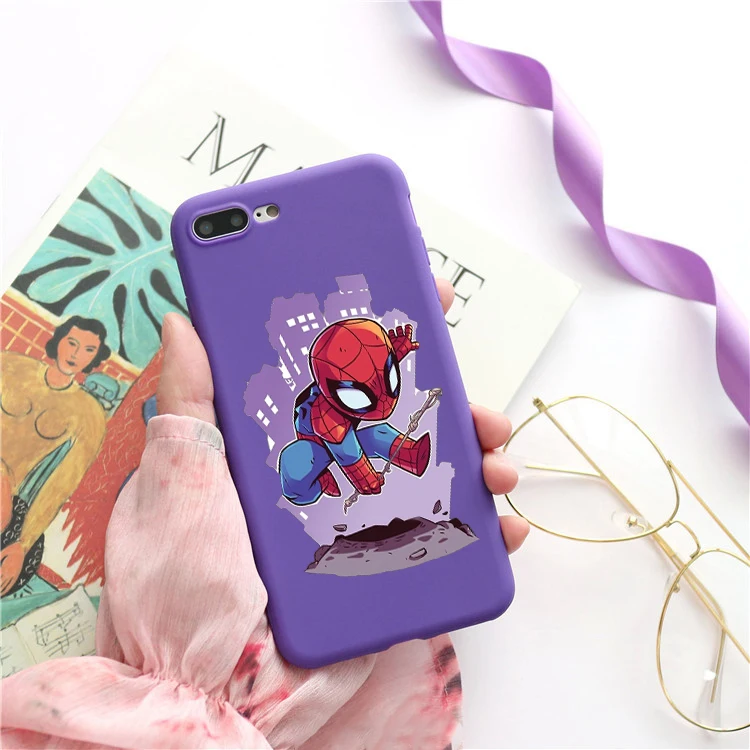 United States Movie Avengers: Endgame Fashion Candy Color TPU Case phone For iphoneX 8 XS XR XSMAX Red Yellow purple White Cover |