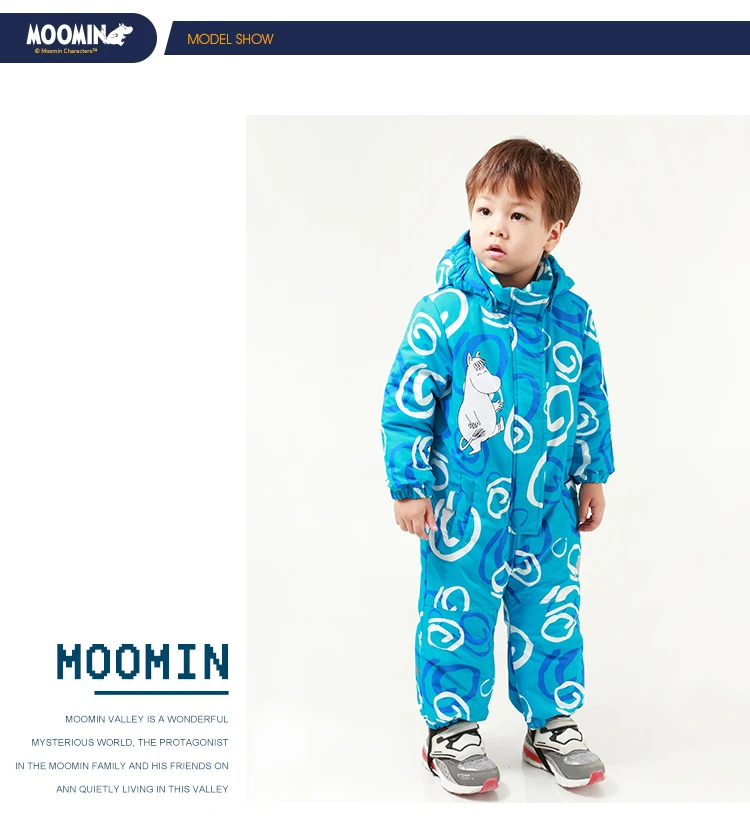 MOOMIN/ Новое поступление; детский зимний комбинезон; водонепроницаемый комбинезон на пуговицах с длинными рукавами; Детский комбинезон в полоску для маленьких девочек; розовый комбинезон