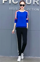 2018 new full sleeve breathable sport clothing straight pants two piece set loose sweater trainning exercise sets