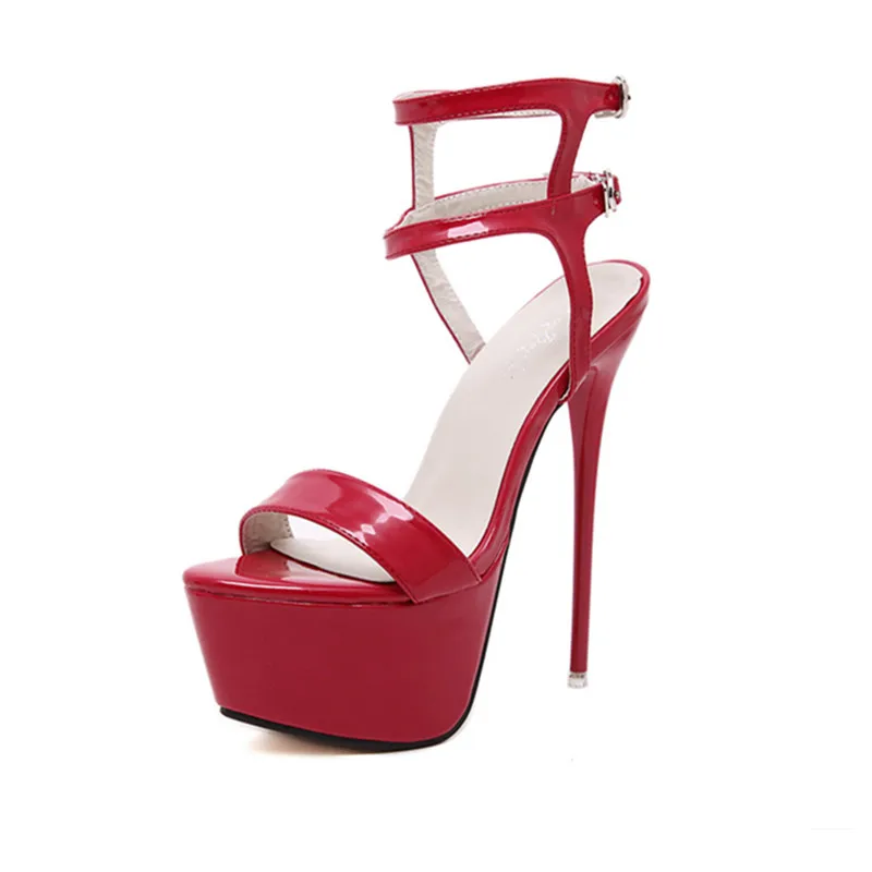 3 Colors 2019 new fashion women shoes summer solid sandals white black Red Thick Bottom 16cm high heels lady dress Party | Обувь