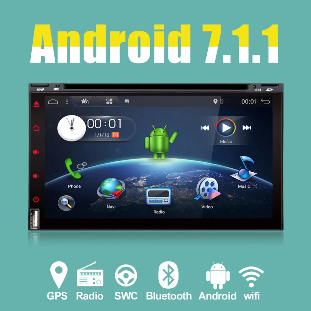 Bosion Универсальный четырехъядерный 7 &quot2 Din Android 1 автомобильный DVD Радио