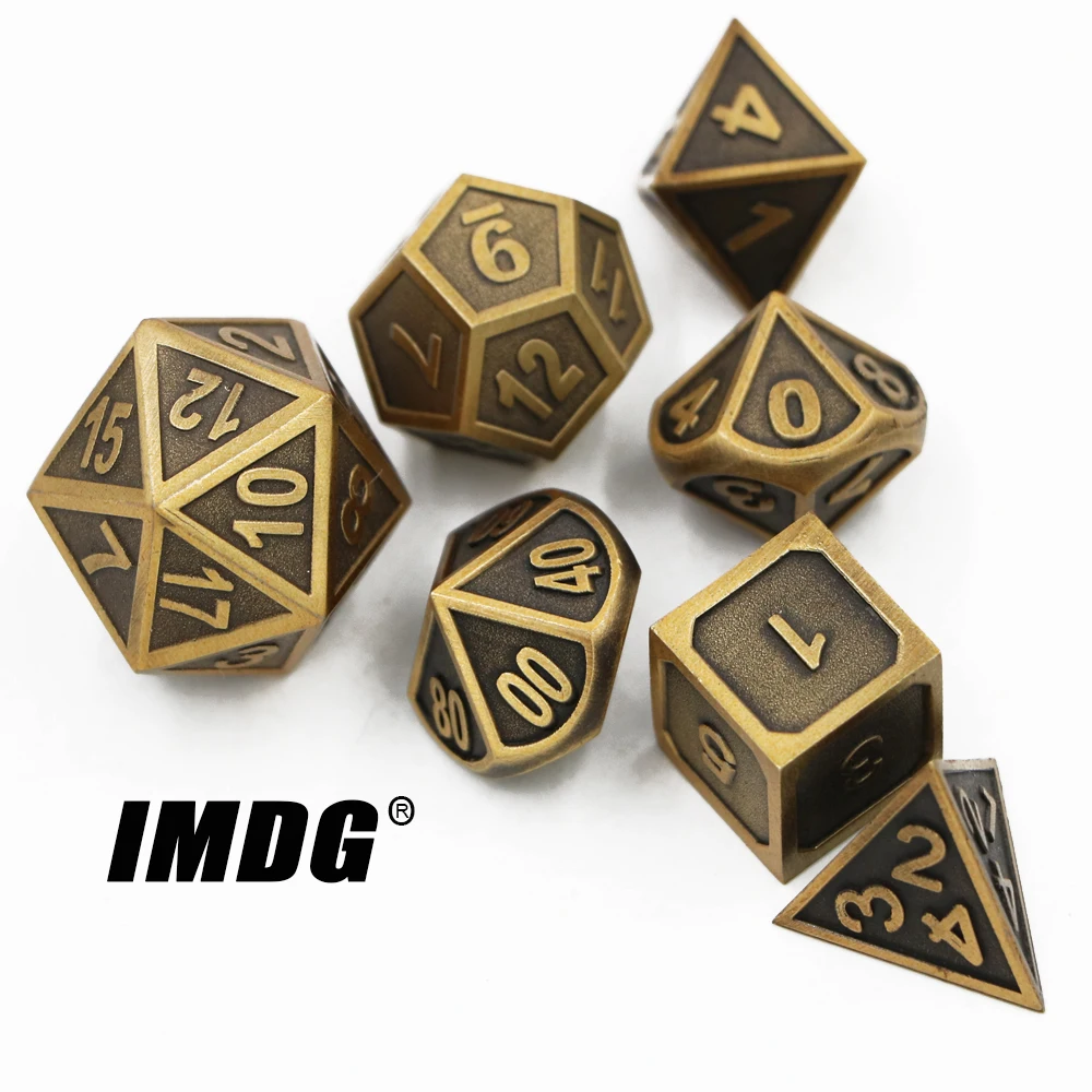 IMDG 7 шт./компл. креативная РПГ игра игральные кости многогранные металлические DND