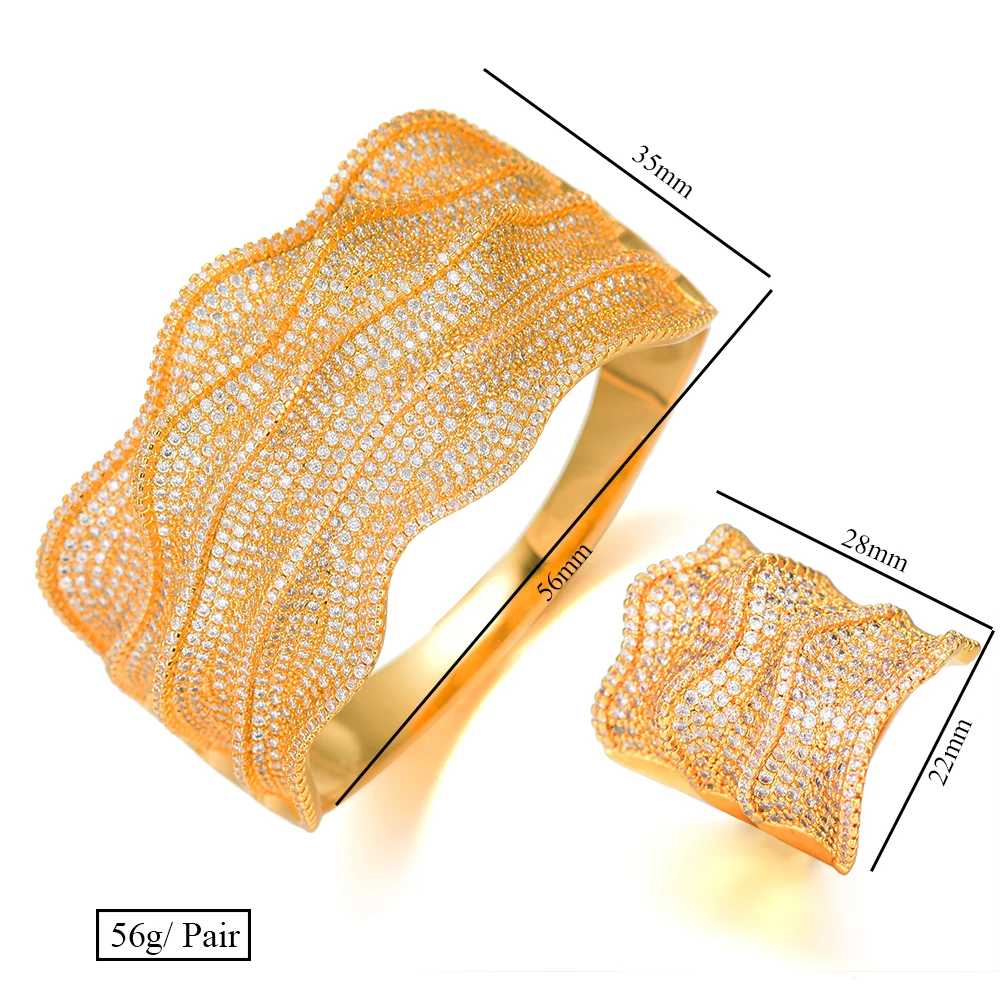 

missvikki Brincos Micro Paved Cubic Zirconia Crystal Trend Bangle Ring Set for Women Bridal Wedding Handmade Luxurious Jewelry