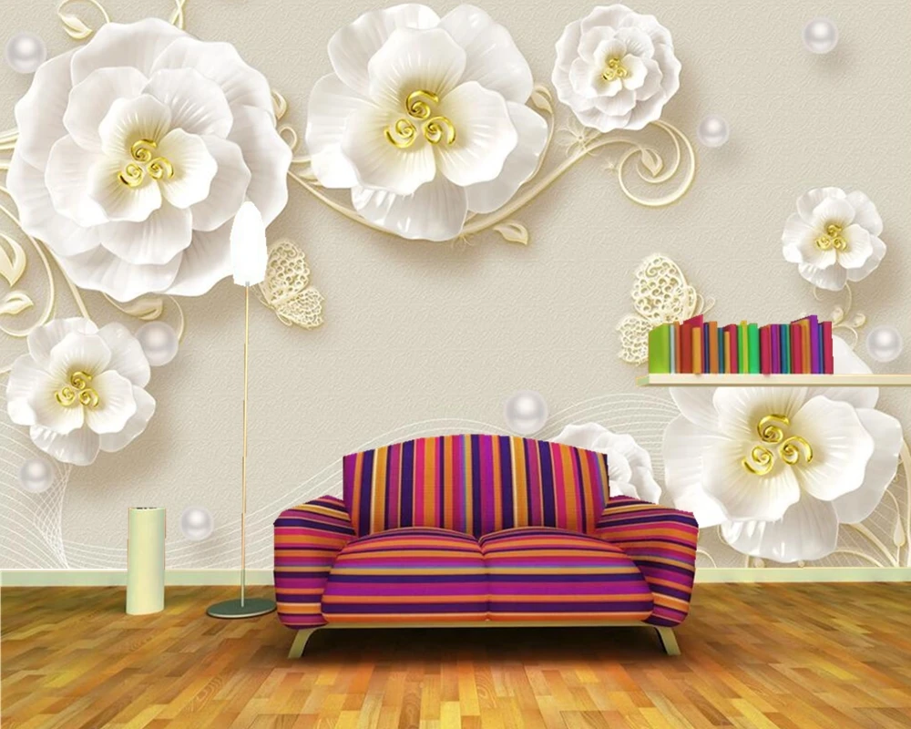 

3D embossed jewel flower modern European wallpaper mural papel de pared,living room TV sofa wall bedroom wall papers home decor