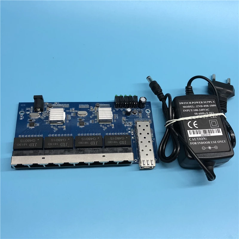 1SFP8E 10/100/1000M Gigabit Ethernet switch Fiber Optical Media Converter 8*RJ45 1*SFP fiber Port PCBA Board | Мобильные телефоны и