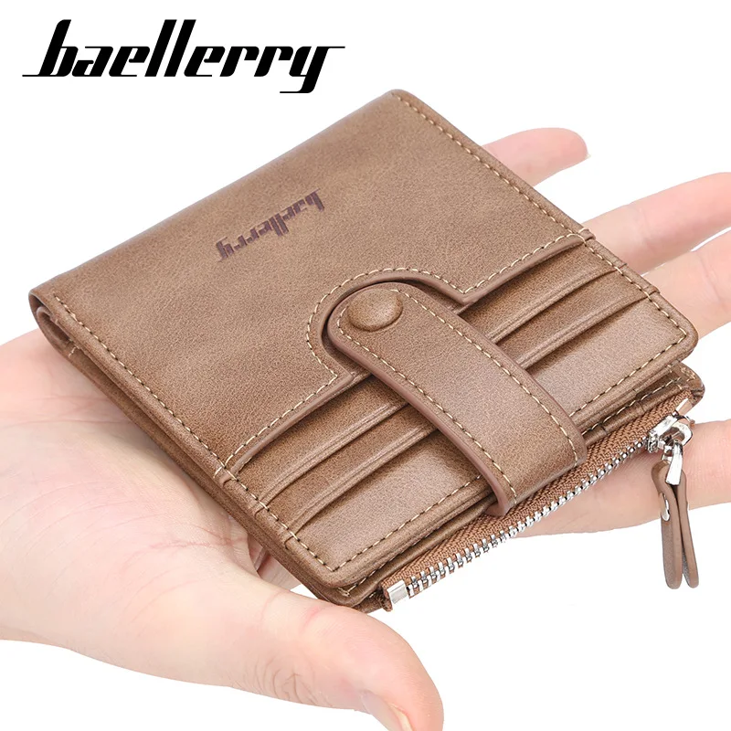 

Mini Baellerry Men Short Wallet Famous Brand Zipper Credit Card Wallets Small Male Purse Bank Cards Holder Billetera Hombre