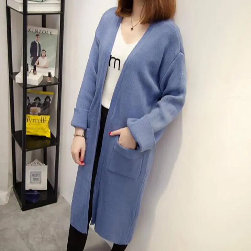 Новинка Женский весенне-осенне-зимний свитер высокого качества длинный кардиган