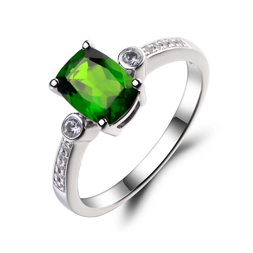 Украшения leige естественный диопсид кольцо Подушка огранка Зеленый Драгоценный